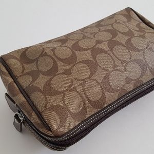 COACH Brown Cosmetic Pouch (9" x 6" x 3") - EUC